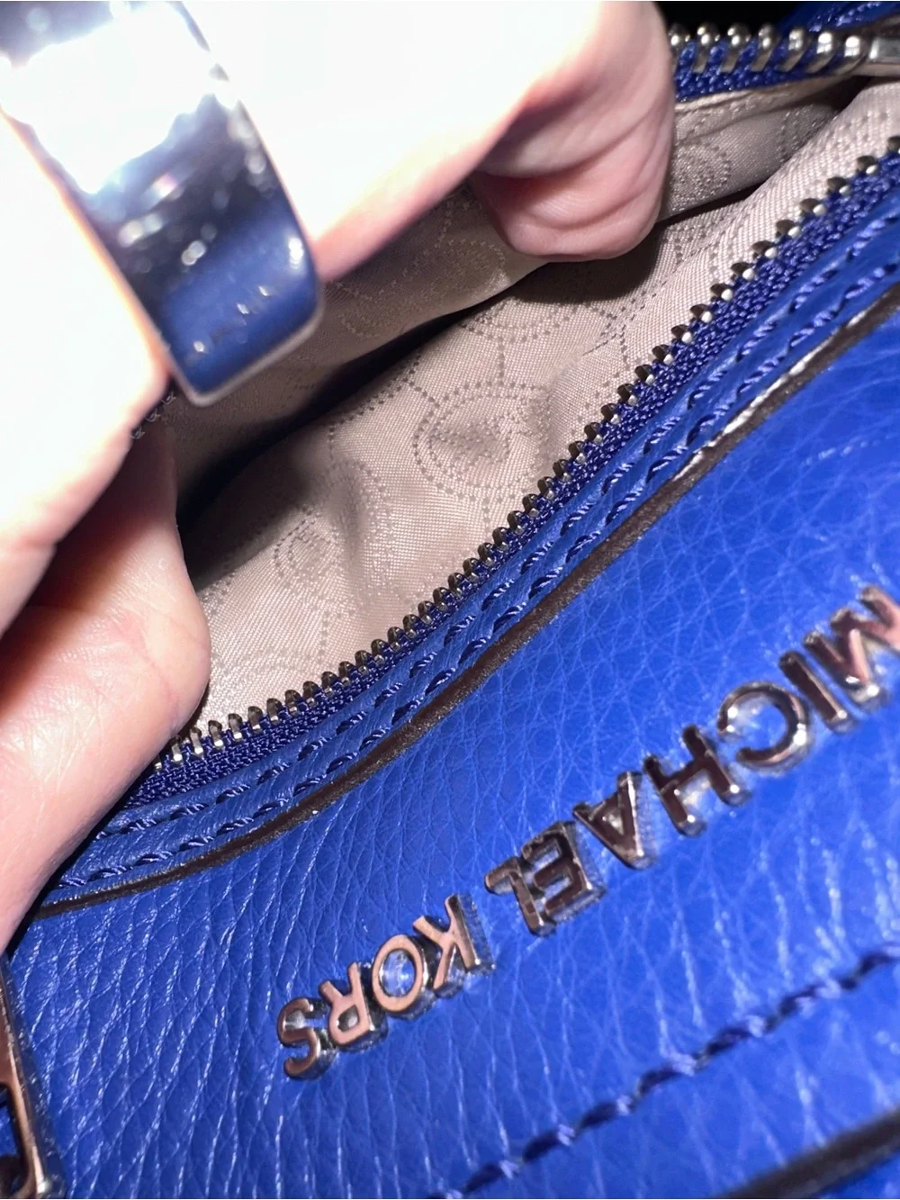Michael Kors Electric Blue Pebbled Leather Crossbody Bag